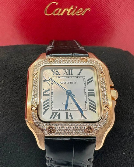 2023 Cartier Santos De Cartier 35MM Silver Dial Leather Strap (WJSA0012)
