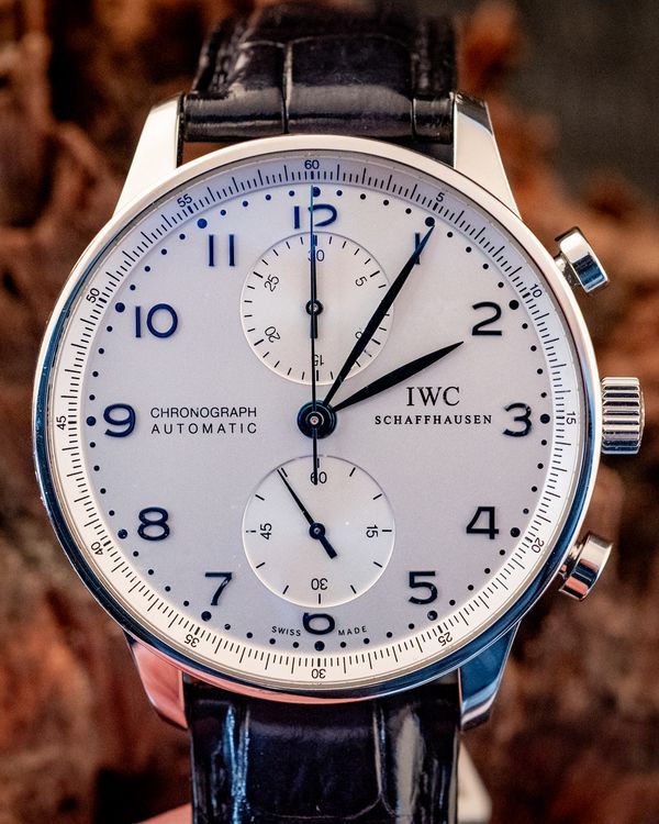 2019 IWC Schaffhausen Portugieser Chronograph 41MM White Dial Leather Strap (IW371446)