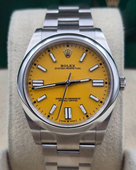 2021 Rolex Oyster Perpetual 41MM Yellow Dial Oyster Bracelet (124300)