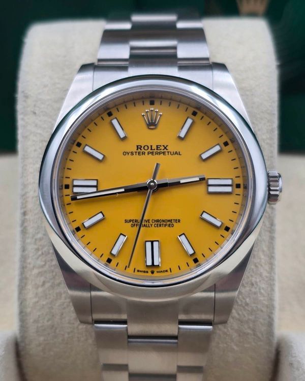 2021 Rolex Oyster Perpetual 41MM Yellow Dial Oyster Bracelet (124300)