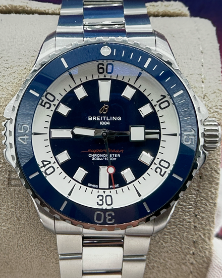 2021 Breitling Superocean 46MM Blue Dial Steel Bracelet (A17378E71C1A1)