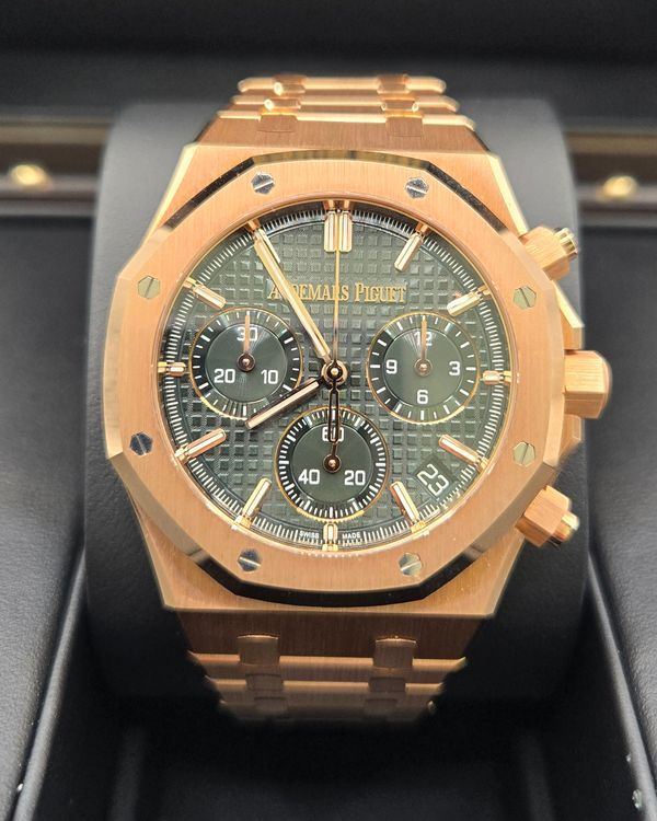 2022 Audemars Piguet Royal Oak Chronograph "50 Anniversary" 41MM Green Dial Rose Gold Bracelet (26240OR.OO.1320OR.04)