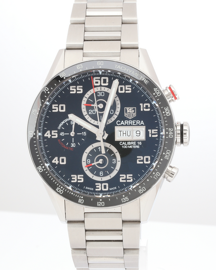 No Reserve - 2017 Tag Heuer Carrera Calibre 16 43MM Black Dial Steel Bracelet (CV2A1R)