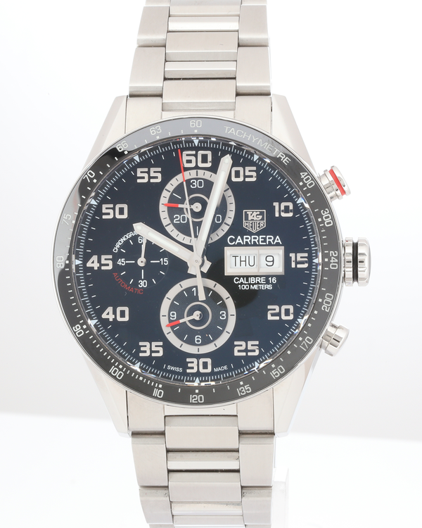 No Reserve - 2017 Tag Heuer Carrera Calibre 16 43MM Black Dial Steel Bracelet (CV2A1R)