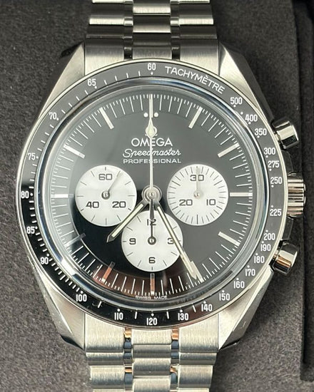 No Reserve - 2026 Omega Speedmaster Professional “Reverse Panda” 42MM Black Dial Steel Bracelet (310.30.42.50.01.004)