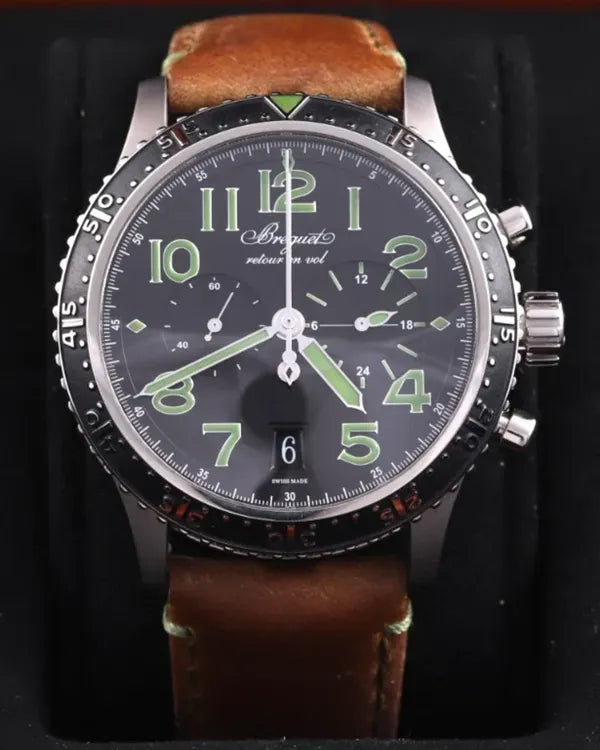 2021 Breguet Type XXI Flyback Chronograph L. E. 42MM Black Dial Leather Strap (3815TI/HM/3ZU)