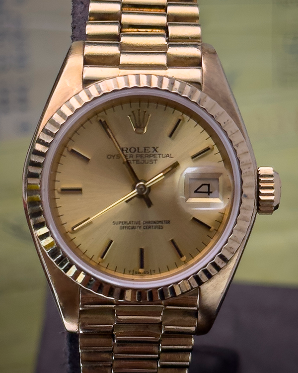 1984 Rolex Lady-Datejust 26MM Champagne Dial Yellow Gold President Bracelet (69178)