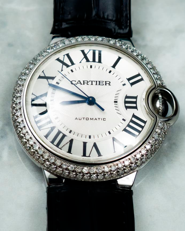 Cartier Ballon Bleu 36MM Silver Dial Leather Strap (W69017Z4)