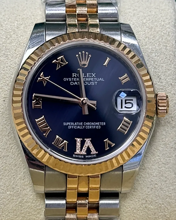 2018 Rolex Datejust 31MM Blue Dial Two-Tone Jubilee Bracelet (178271)