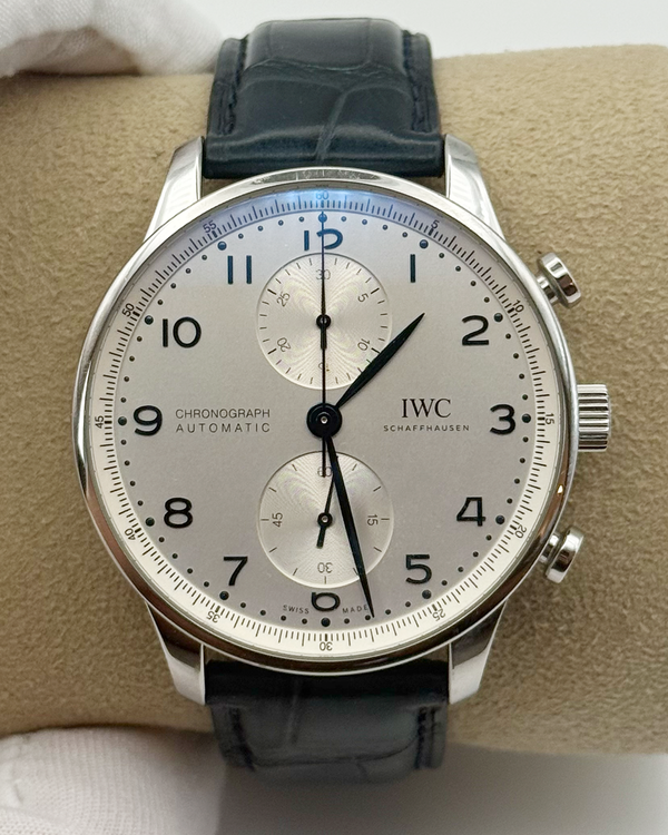 IWC Schaffhausen Portugieser Chronograph 41MM Silver Dial Leather Strap (IW371605)