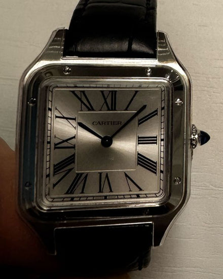 2026 Cartier Santos Dumont 43.5MM Quartz Silver Dial Leather Strap (WSSA0085)