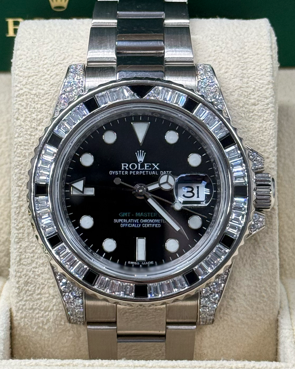 2015 Rolex GMT Master II 40MM Black Dial White Gold Oyster Bracelet (116759SANR)