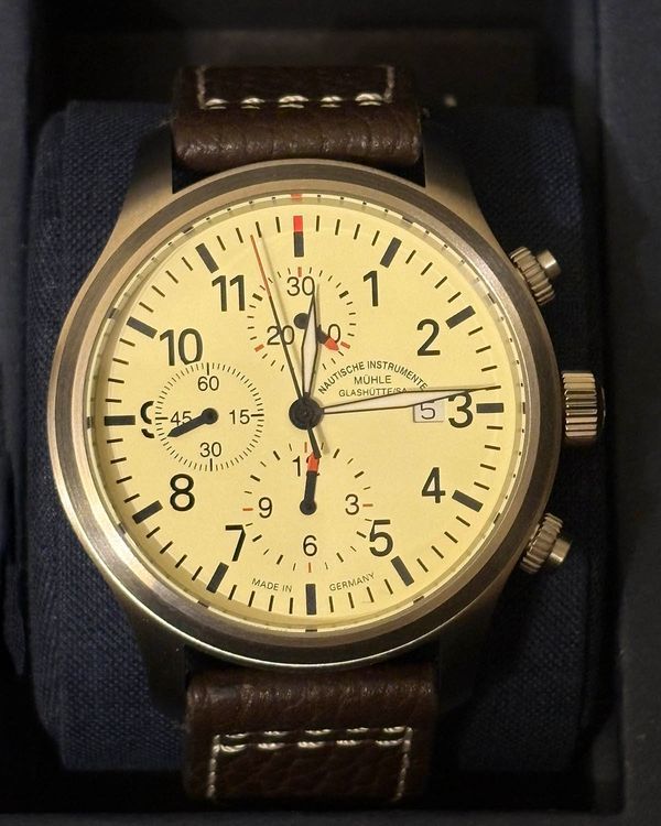 2019 Mühle Glashütte Terrasport I 44MM Cream Dial Leather Strap (M1-37-70)