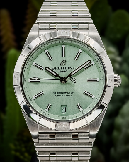 2023 Breitling Chronomat 36MM Mint Green Dial Steel Bracelet (A10380101L1A1)