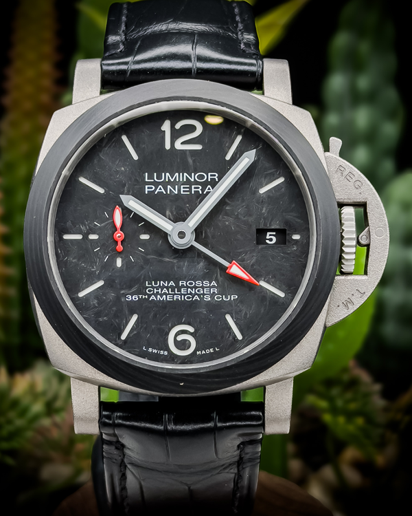 2022 Panerai Luminor 1950 Luna Rossa GMT 42MM Black Dial Leather Strap (PAM01096)