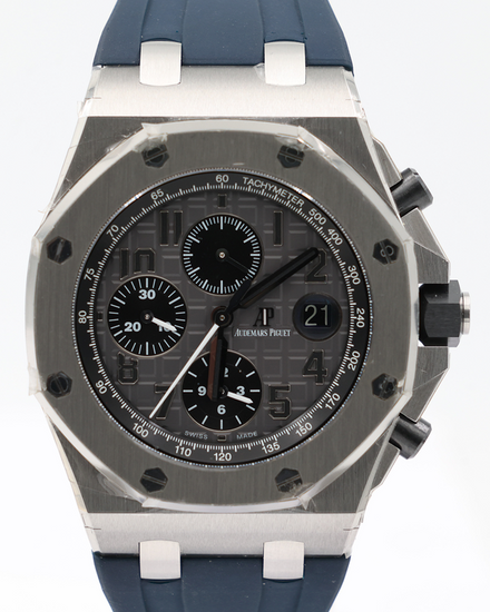 2014 Audemars Piguet Royal Oak Offshore Chronograph "Elephant" 42MM Grey Dial Aftermarket Rubber Strap (26470ST.OO.A104CR.01)