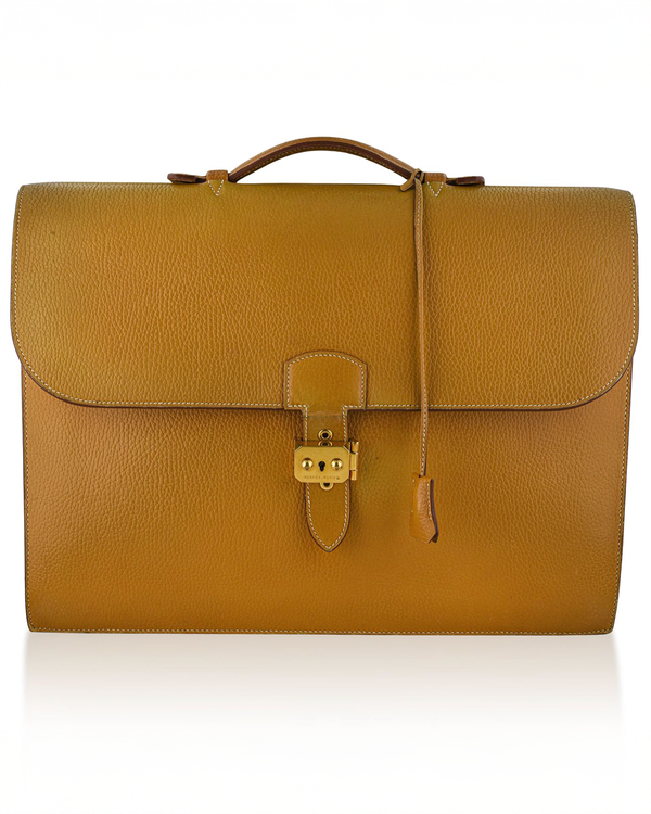 Hermès Accessories SacAdepeche  15.8 x 11.4 x 4IN Leather Yellow Gold Hardware Leather Strap (SacAdepeche 40)