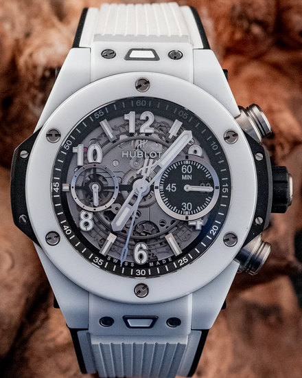 2022 Hublot Big Bang Unico White Ceramic 44MM Skeleton Dial Rubber Strap (421.HX.1170.RX)
