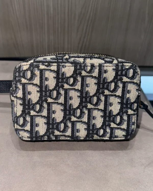 Dior Accessories Oblique Belt Pouch 5.1 x 3.3 x 2IN Textile Gold-Tone Hardware Leather Strap (Oblique)