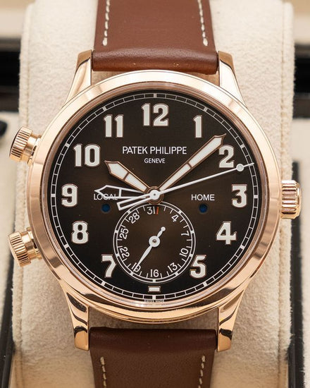 2016 Patek Philippe Calatrava Pilot Travel Time 42MM Brown Dial Leather Strap (5524R-001)