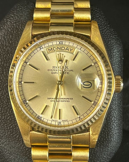 1980 Rolex Day-Date 36MM Champagne Dial Yellow Gold President Bracelet (18038)