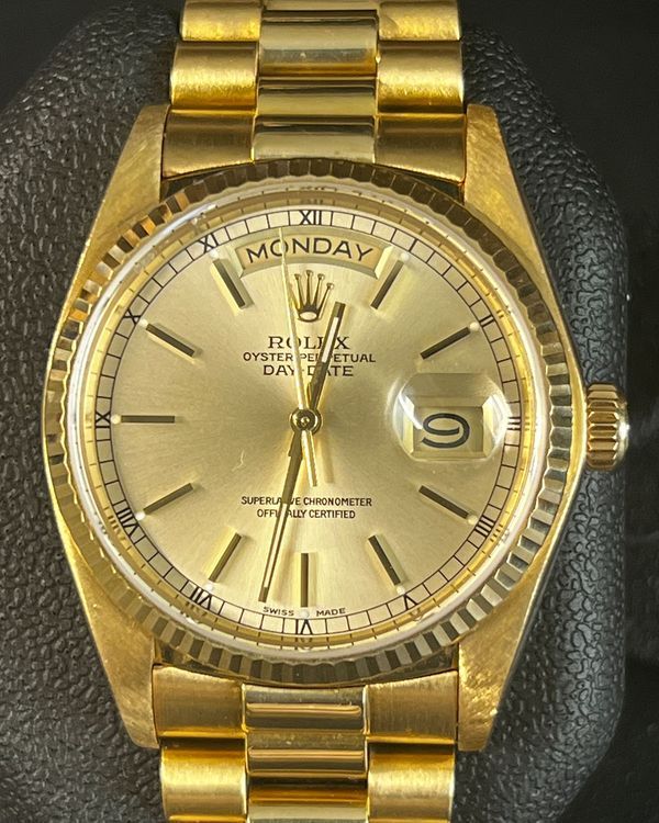 1980 Rolex Day-Date 36MM Champagne Dial Yellow Gold President Bracelet (18038)