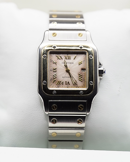 2000 Cartier Santos Galbée 29MM Patina Ivory Dial Two-Tone Bracelet (W20041C4)
