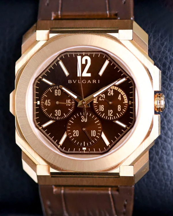 2023 Bvlgari Octo Finissimo Chronograph GMT 43MM Brown Dial Leather Strap (103468)