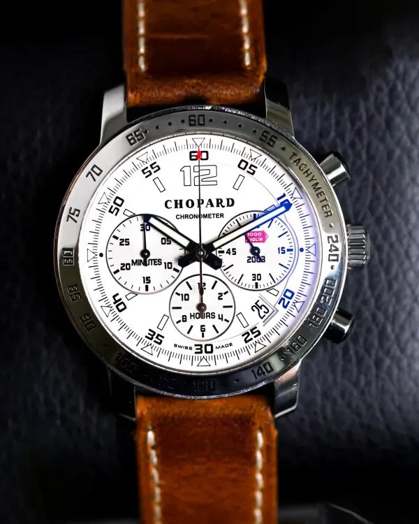 Chopard Mille Miglia Chronograph "Brescia" L.E. 40MM White Dial Aftermarket Leather Strap (8932)
