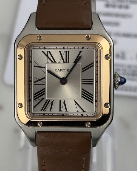 2024 Cartier Santos Dumont 27.5MM Quartz Silver Dial Leather Strap (W2SA0020)