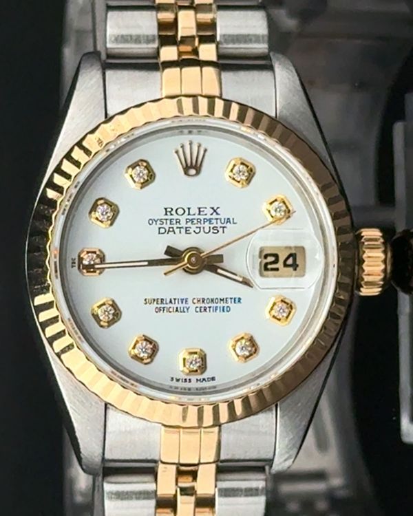 1999 Rolex Lady-Datejust 26MM Aftermarket White Dial Two-Tone Jubilee (69173)