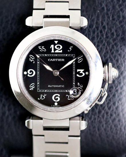 Cartier Pasha De Cartier 35MM Black Dial Steel Bracelet (2324)