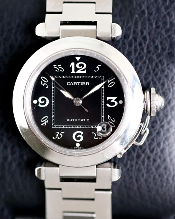 Cartier Pasha De Cartier 35MM Black Dial Steel Bracelet (2324)