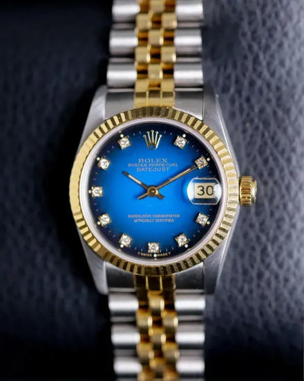 Rolex Lady-Datejust 26MM Blue "Vignette" Dial Two-Tone Jubilee Bracelet (69173)