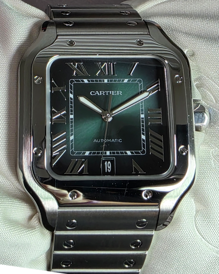 2025 Cartier Santos De Cartier 39.8MM Green Dial Steel Bracelet (WSSA0062)
