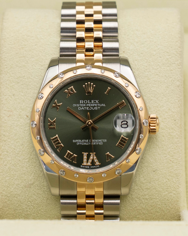 2019 Rolex Datejust 31MM Green Dial Two-Tone Super Jubilee Bracelet (178343)
