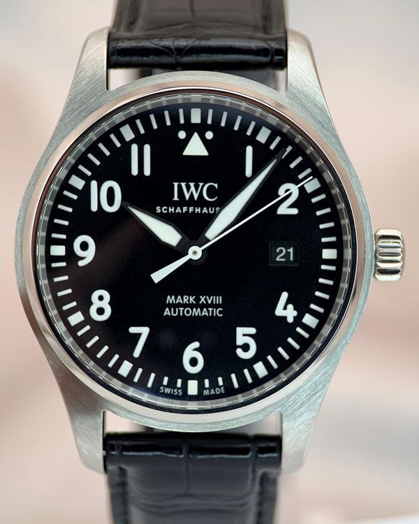 2020 IWC Schaffhausen Pilot Mark XVIII 40MM Black Dial Leather Strap (IW327009)