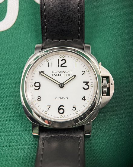 No Reserve - 2018 Panerai Luminor Base 8 Days 44MM White Dial Leather Strap (PAM00561)