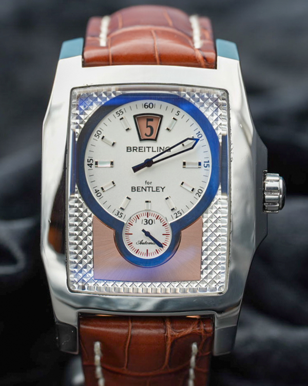 No Reserve - Breitling Bentley Flying B 38.5MM Silver Dial Leather Strap (A28362)