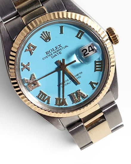 Rolex Oyster Perpetual Date 34MM Aftermarket Blue Dial Two-Tone Oyster Bracelet (1500)