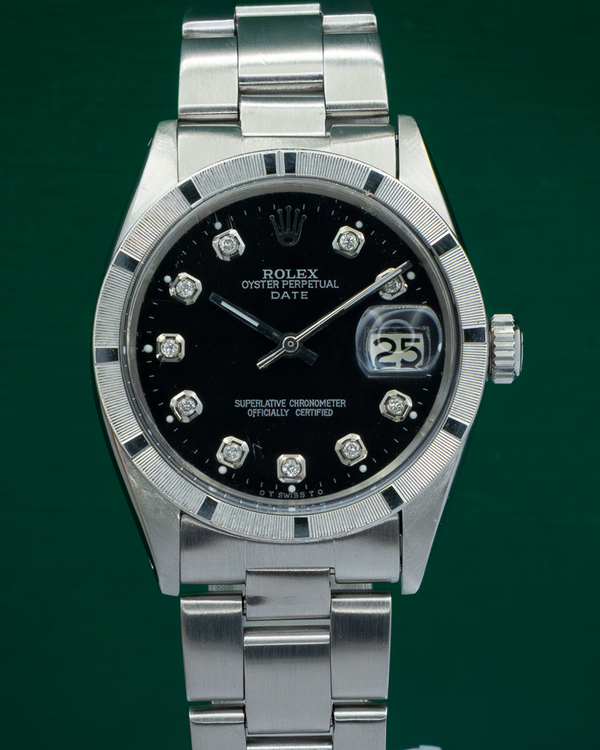 No Reserve - 1969 Rolex Oyster Perpetual Date 34MM Aftermarket Black Dial Oyster Bracelet (1501)