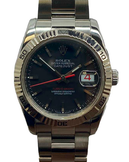 Rolex Datejust Turn-O-Graph 36MM Rhodium Dial Oyster Bracelet (116264)