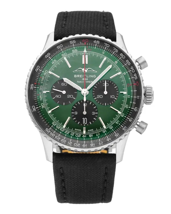 Breitling Navitimer B01 46MM Green Dial Textile Strap (AB0137241L1A1)