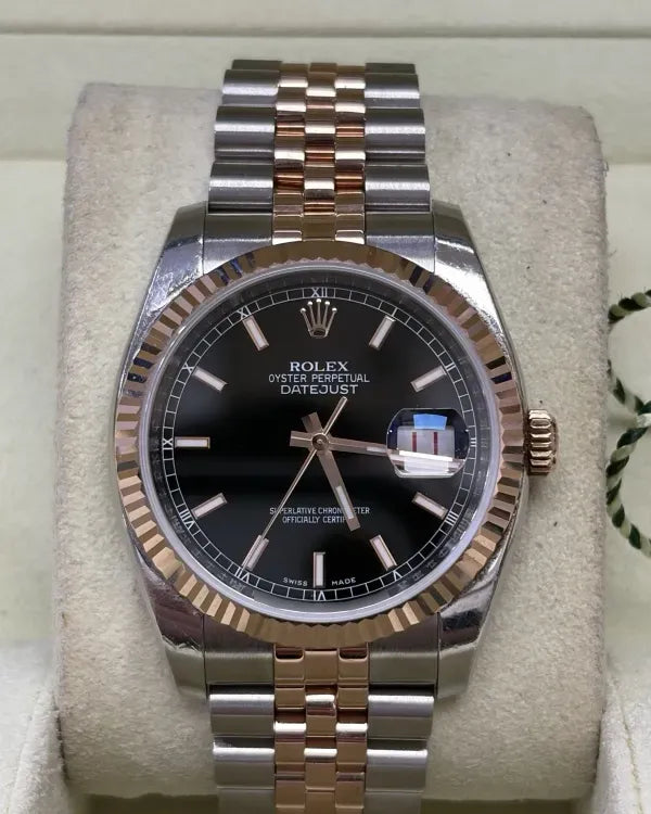 2010 Rolex Datejust 36MM Black Dial Two-Tone Jubilee Bracelet (116231)