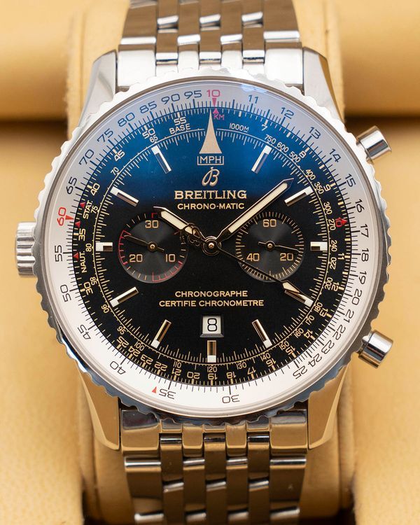 Breitling Navitimer Chrono-Matic L.E. 42MM Black Dial Steel Bracelet (A41350)