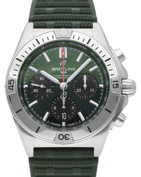 Breitling Chronomat VB01 42MM Green Dial Rubber Strap (AB0134101L2S1)