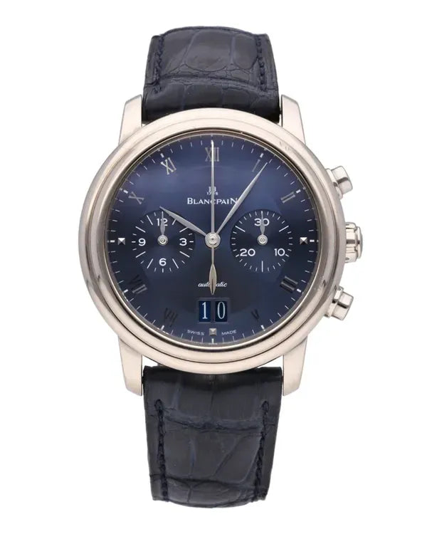 Blancpain Villeret Chronograph Large Date 38MM Blue Dial Leather Strap (6885-1540-55B)