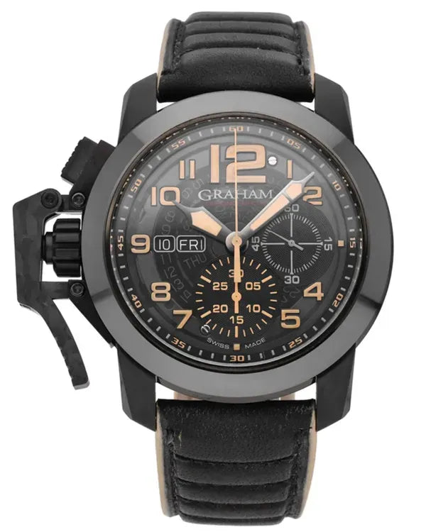 Graham Chronofighter Target 47MM Black Dial Leather Strap (2CCAU.B32A.L144N)