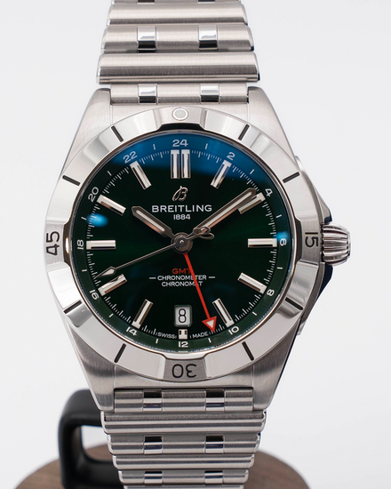 Breitling Chronomat GMT 40MM Green Dial Steel Bracelet (A323987B1L1A1)