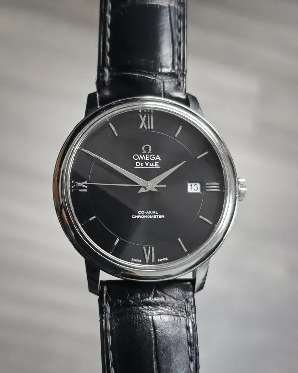 2015 Omega De Ville Prestige 39.5MM Steel Black Dial Leather Strap (424.13.40.20.01.001)